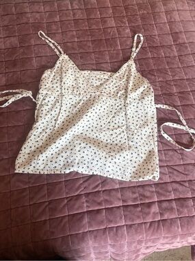Brandy Melville Cream Floral Spaghetti Strap Cami